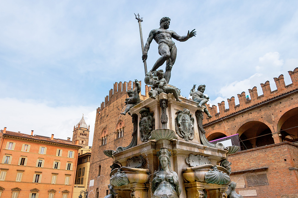 The Fountain of Neptune in Bologna, Italy