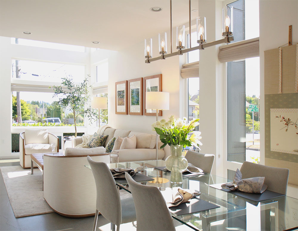 Picture of a new construction dining/living room in Ballard, Seattle.